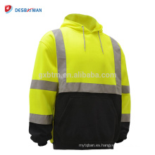 China Factory High Visibility Lime / Orange Hooded Sweatshirt Class 3 Safety Hoodie Work Shirt